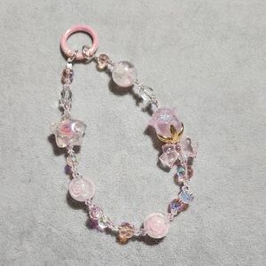Pink and Rose Beaded PhoneBracelet/ Bag Charm
